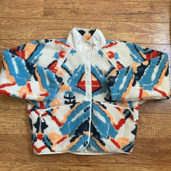 Free People Jackets & Blazers - Free People Hit the Slopes Printed Fleece Jacket Rocky Ridge NWOT